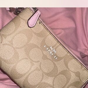 Coach Tan and Pink Wristlet